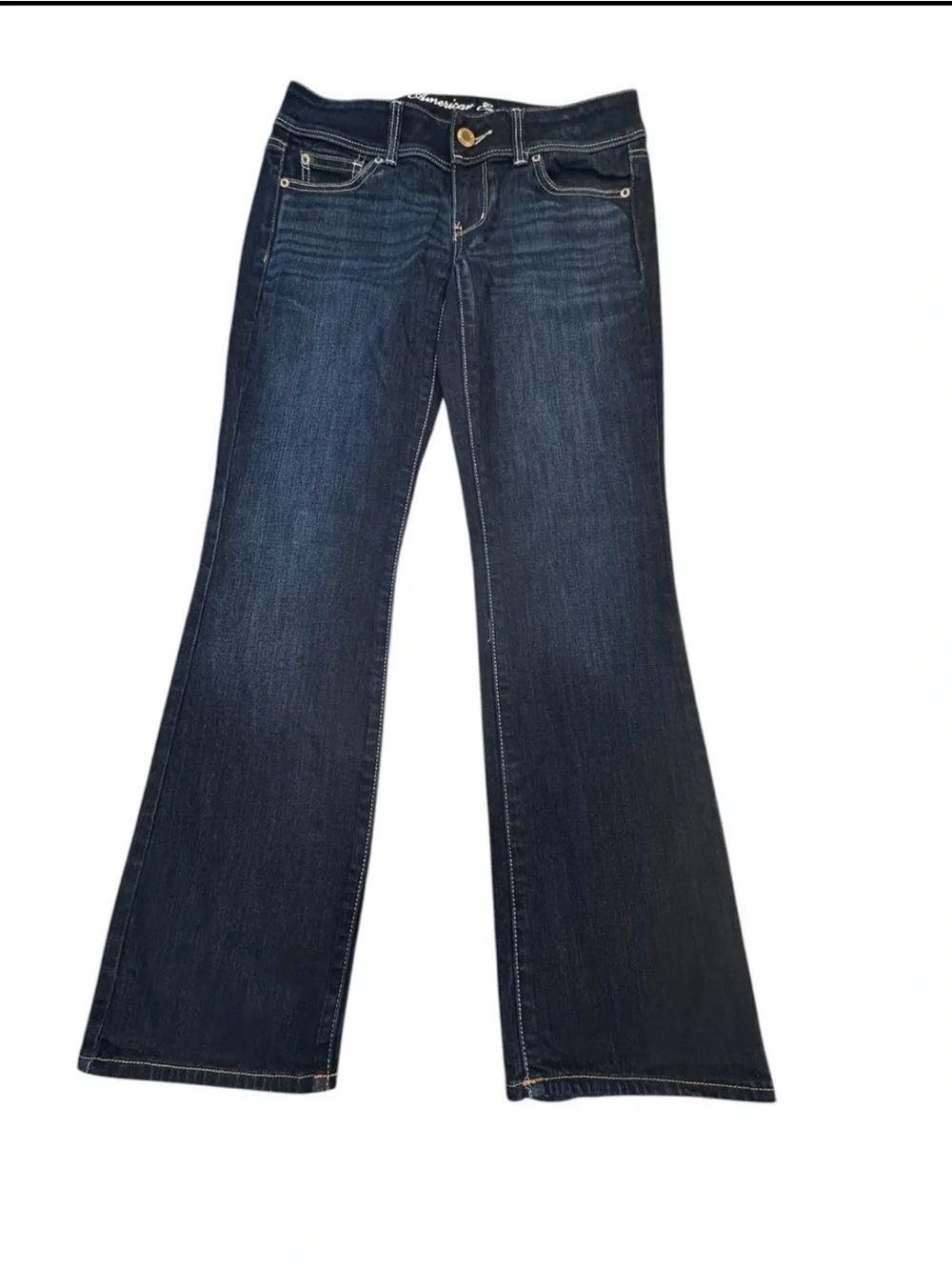 American Eagle Outfitters Women’s Dark Blue Slim Bootcut Stretch Denim Jeans - Picture 2 of 9